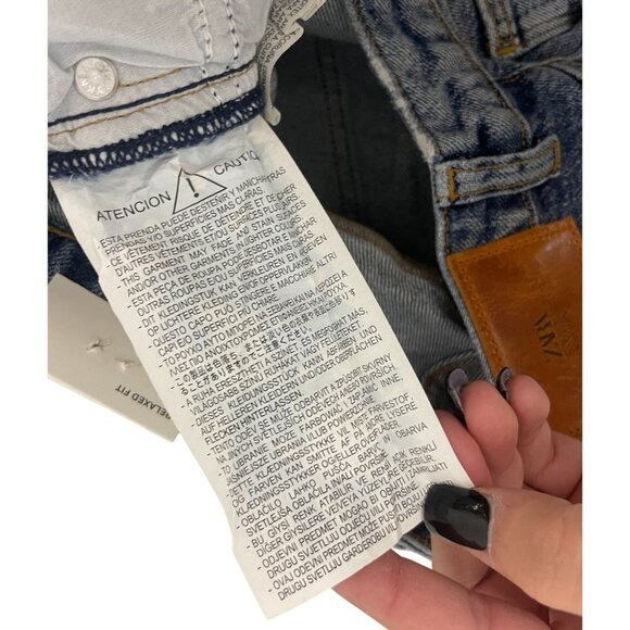 Zara Womens Crop Jeans EU 40 US 8 Relaxed Fit Blue Denim Distressed 8228/221 NWT - Picture 8 of 16